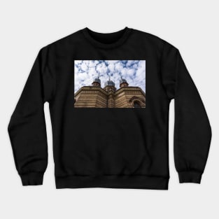 Three domes of Church against cloudy blue sky Crewneck Sweatshirt